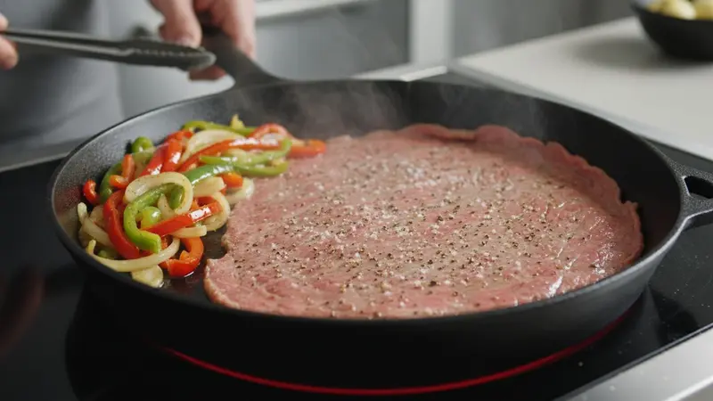 Sear the thinly sliced beef