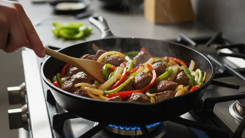 Combine meat with vegetables