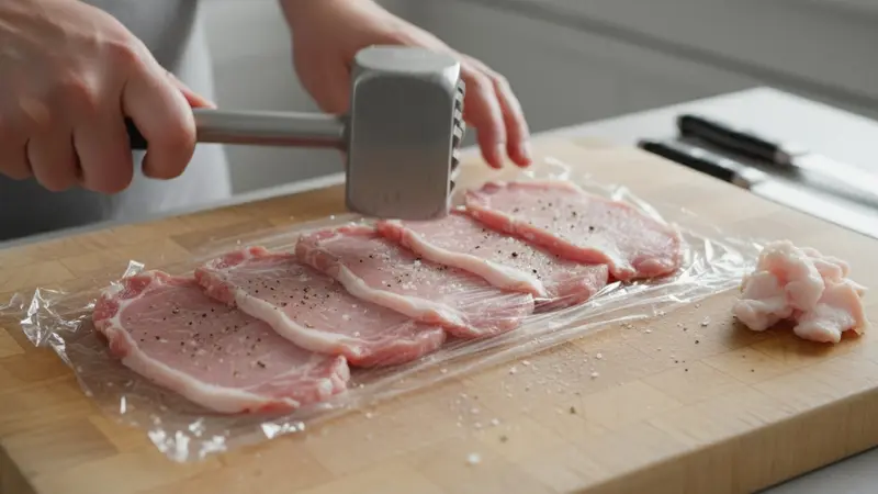 Prep and pound the pork