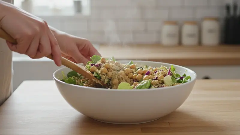 Cook quinoa and assemble salad base