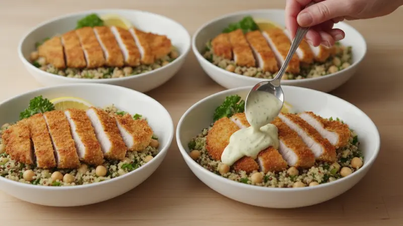 Plate and finish with lemon‑herb yogurt