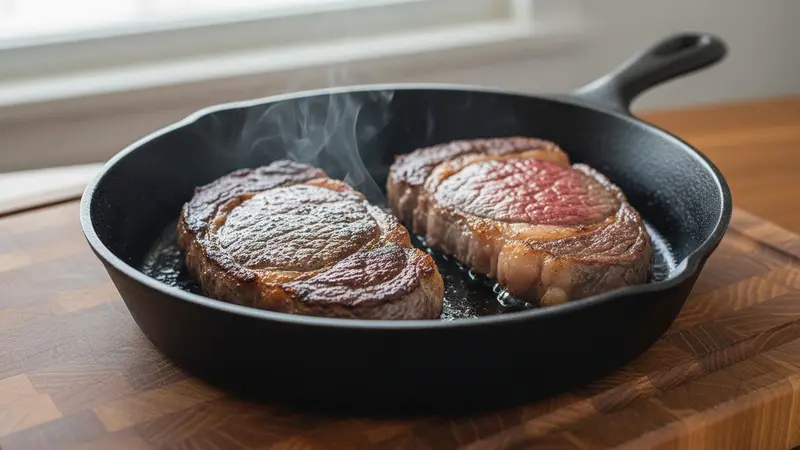 Grill or stovetop sear the ribeyes