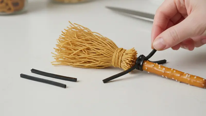 Tie the broom handles