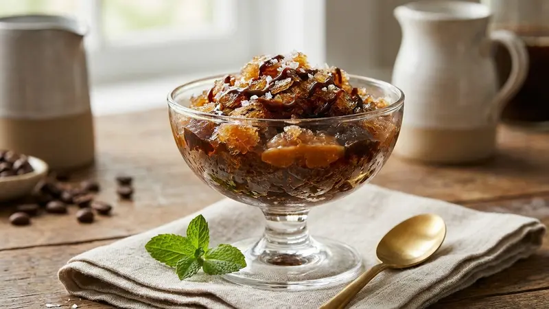 Salted Caramel Cold Brew Granita with Espresso Drizzle