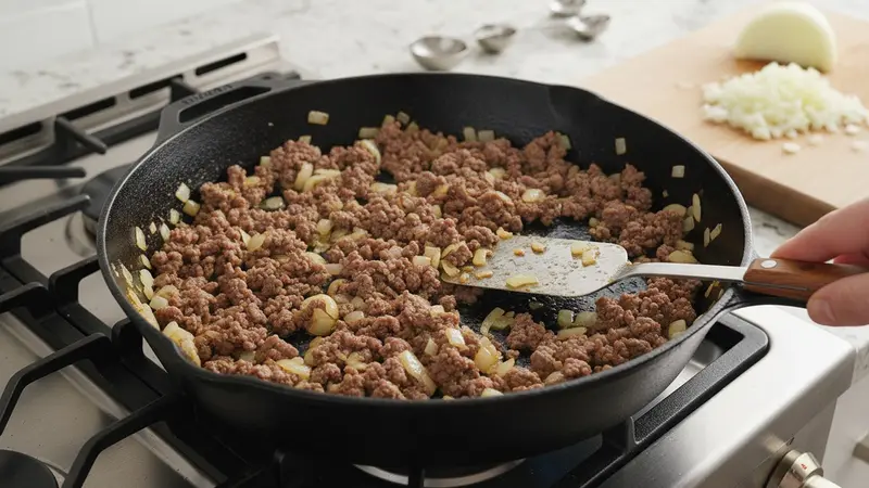 Cook the seasoned ground beef