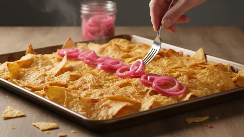 Top with pickled red onion and serve