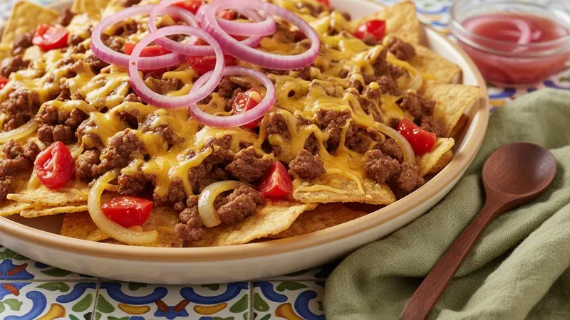 Sheet-Pan Beef Nachos with Quick Pickles