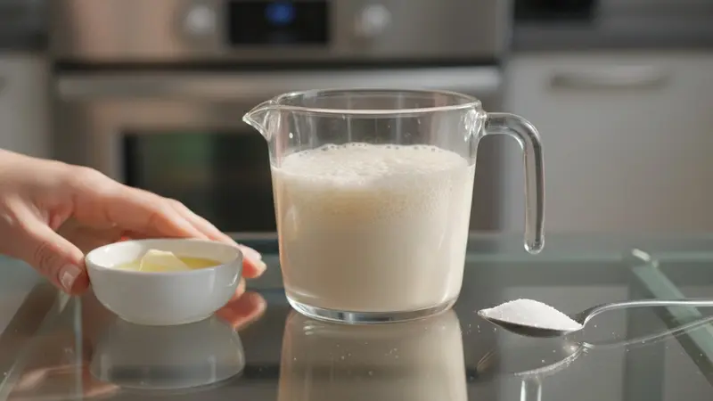 Warm milk, melt butter and proof the yeast