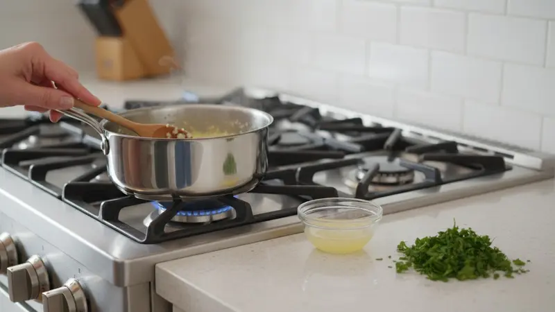 Make the finishing garlic-lemon butter