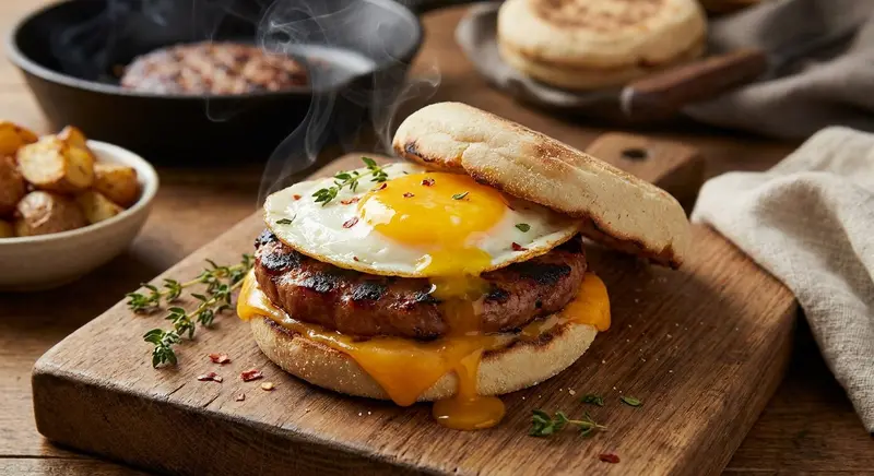 Smoked Sausage Breakfast Sandwich