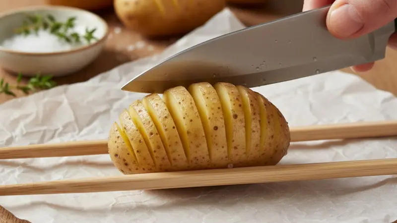 Prep potatoes and learn the hasselback cut