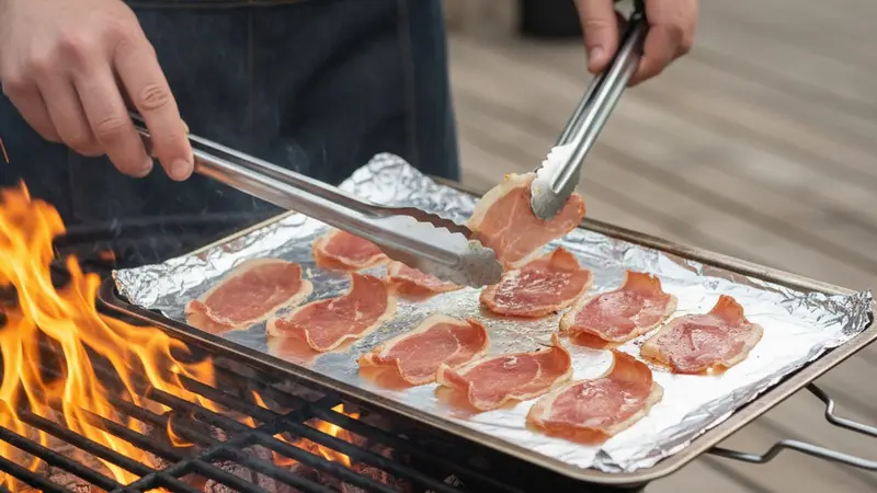 Crisp prosciutto on the grill