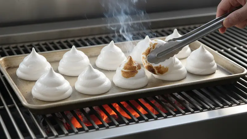 Grill to brown the meringue and melt the chocolate