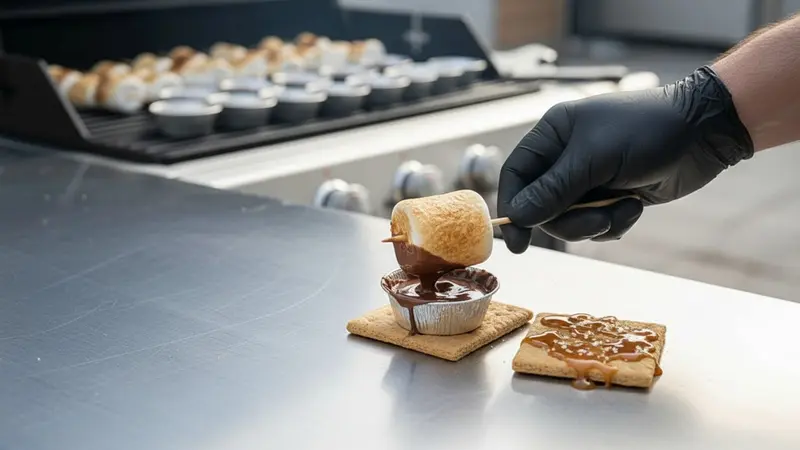 Assemble s'mores and finish with optional twists