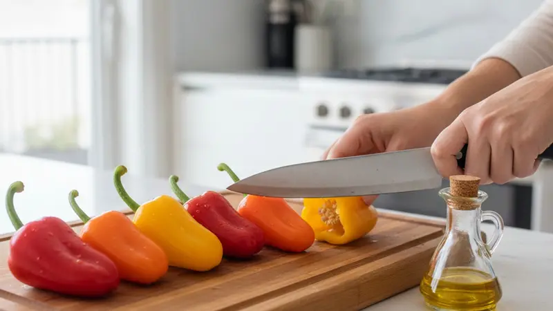 Prep the mini peppers