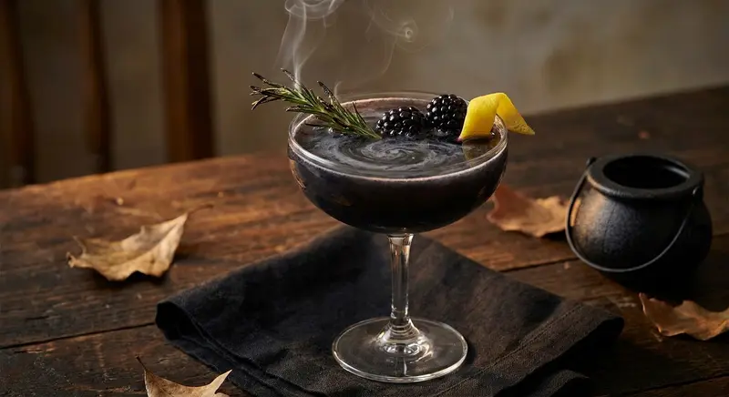 Smoky Witch's Brew Blackberry Gin Cocktail (Halloween Drink)
