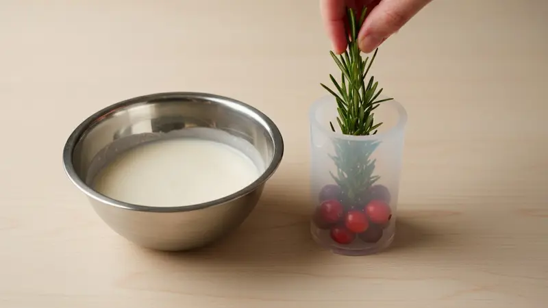 Prepare and freeze the cranberry + rosemary coconut base