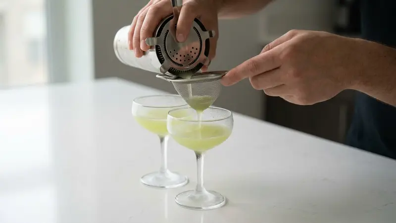 Strain into chilled glass