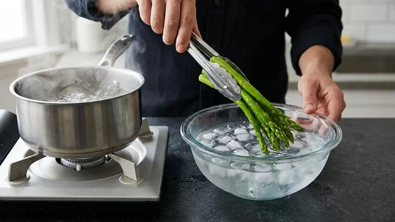 Blanch the asparagus