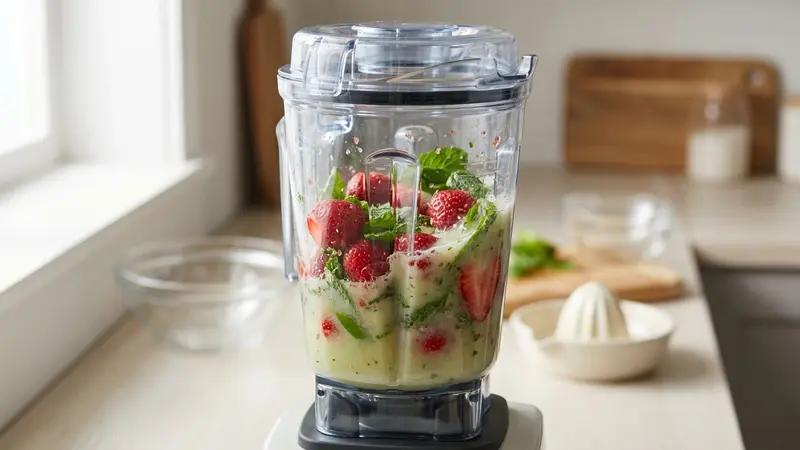 Prepare strawberry-mint base