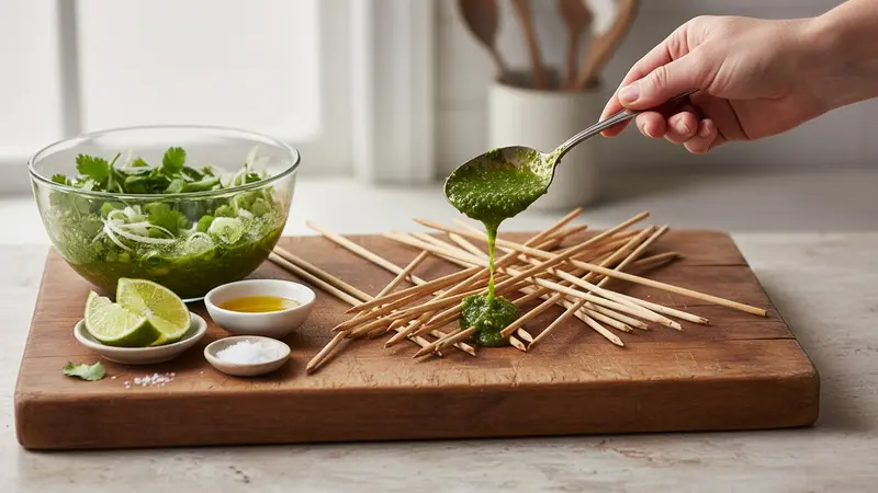 Make scallion-lime chimichurri and finish