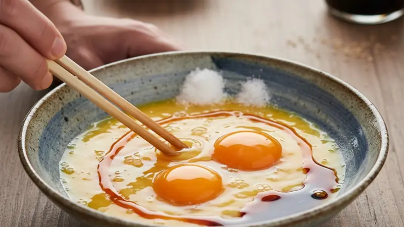 Make the seasoned egg mixture