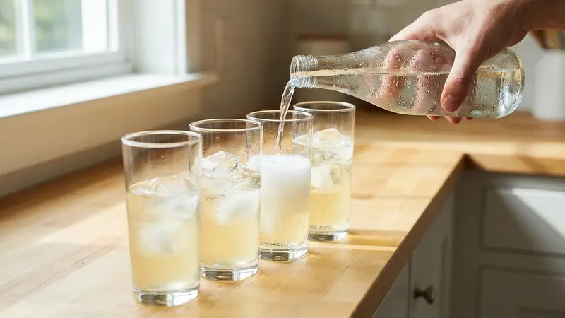 Prepare glasses and top with sparkle