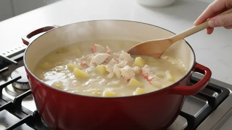 Finish with cream and crab