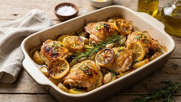 Crispy Lemon-Rosemary Baked Chicken Thighs (High-Heat Roast Technique)