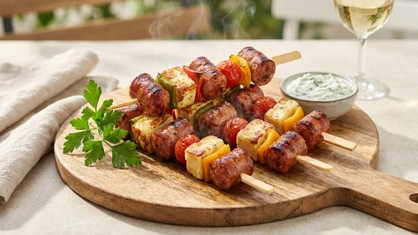 Sausage Halloumi Kabobs