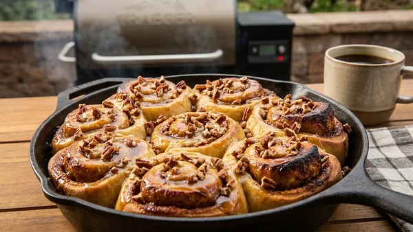 Smoked Cinnamon Rolls on the Traeger with Brown Butter Glaze