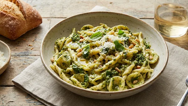 Pesto Genovese with Pasta (Classic Basil Pesto, No Fancy Tools)