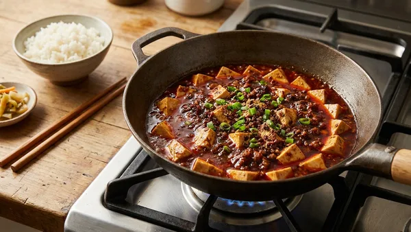 Authentic Sichuan Mapo Tofu with Ground Pork and Chili Oil
