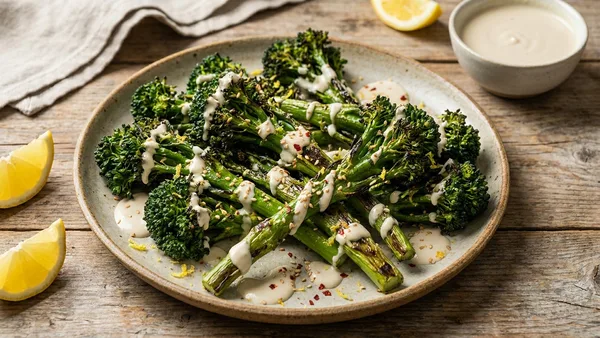 Grilled Broccolini Tahini Drizzle