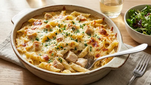 Instant Pot Chicken Alfredo Casserole — Creamy Pasta Bake Made Fast