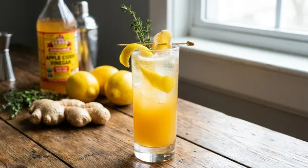 Ginger Lemon Shrub Collins — Spicy Citrus Shrub Cocktail