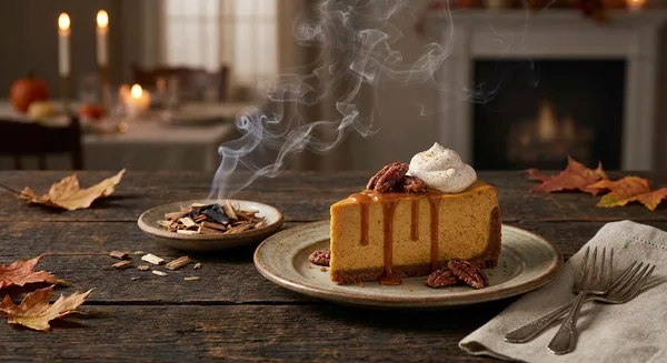 Smoked Pumpkin Cheesecake with Brown Butter Gingersnap Crust