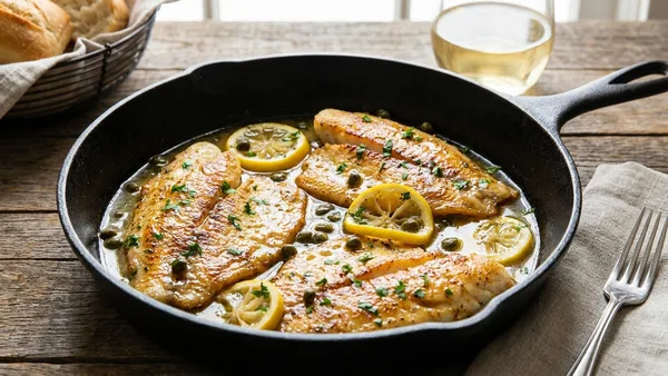 Tilapia Piccata with Lemon Caper Pan Sauce (Skillet)