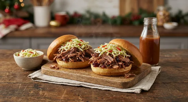 Smoked Pulled Pork Sandwiches with Carolina Vinegar Slaw