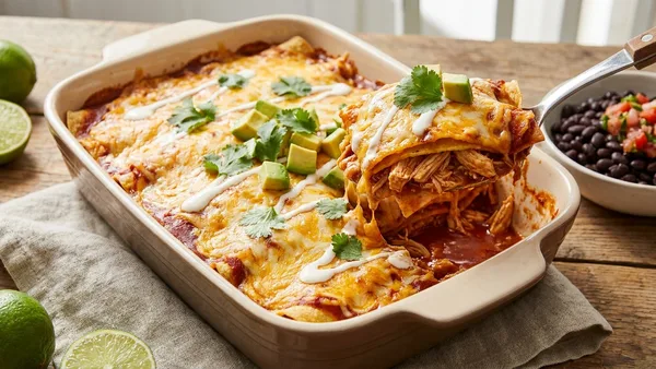 Chicken Enchilada Casserole (Easy Layered Mexican Chicken Bake)