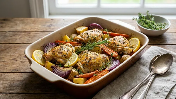 Sheet Pan Lemon Herb Chicken Thighs with Roasted Vegetables
