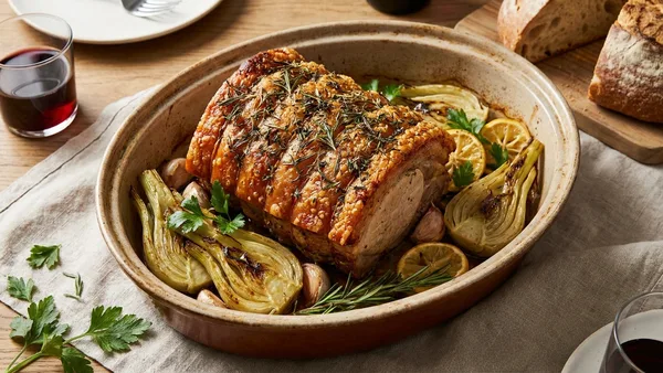 Porchetta-Style Pork Loin Roast with Crispy Herb Skin and Fennel