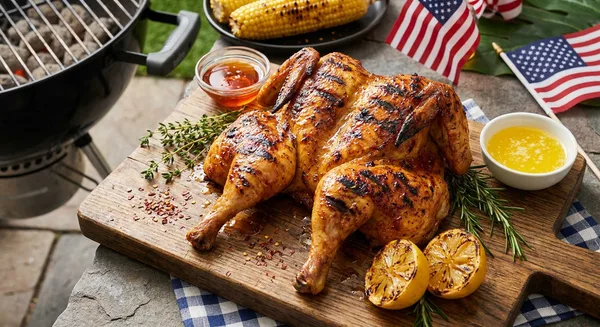 Hot Honey Butter Spatchcock Chicken for 4th of July Grill
