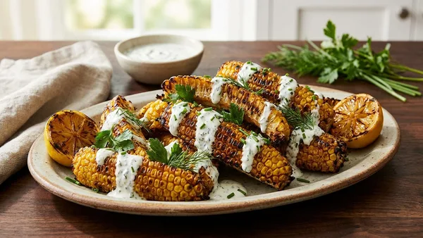 Corn Ribs Charred Lemon Herb