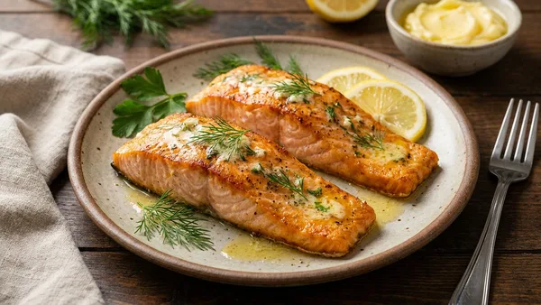 Air Fryer Salmon Fillets with Lemon Garlic Butter (5-Minute Prep)