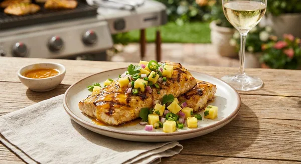 Grilled Mahi-Mahi with Mango Reàl Glaze and Pineapple Salsa