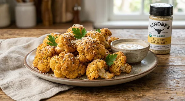 Air Fryer Kinder's Organic Buttery Garlic Salt Crispy Cauliflower Bites