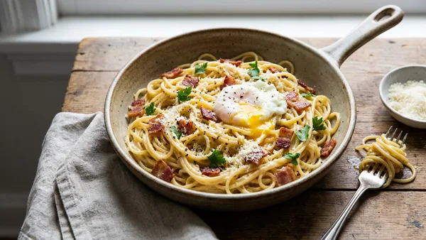 Breakfast Spaghetti: One-Pan Bacon, Egg & Pecorino (Morning Carbonara)
