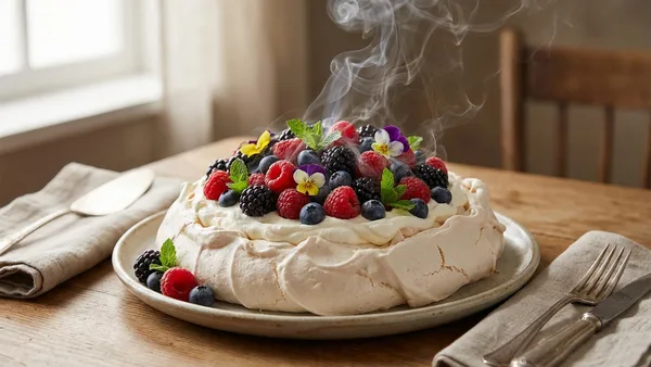 Smoked Berry Pavlova