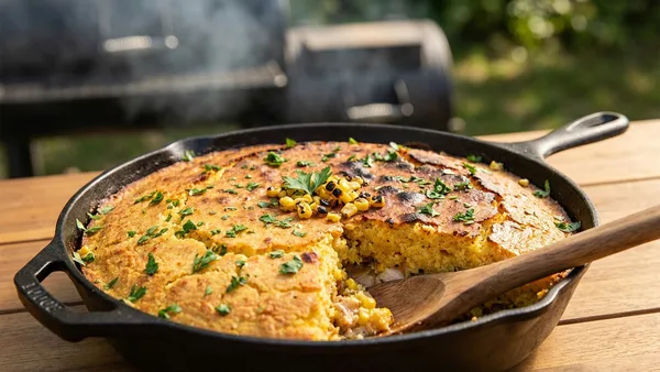 Smoked Chicken and Cornbread Casserole for the Smoker